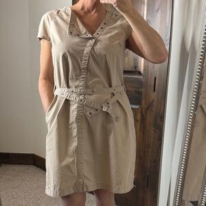 Converse Dress with Unique Snap Close Long Belt and Stitch Detail